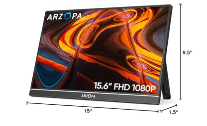 ARZOPA 17.3" Portable Monitor, 1080P FHD 103% sRGB IPS Gaming Monitor Laptop Monitor with Built-in Kickstand HDMI USB C External Screen for PC Mac Phone Xbox PS5 - A1M