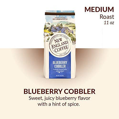 New England Coffee Blueberry Cobbler Medium Roast Ground Coffee, 11oz Bag (Pack of 1)
