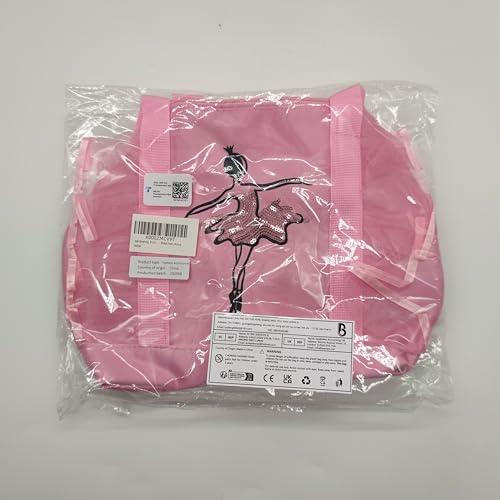 besbomig Girls Ballet Dance Bag Pink Shoulder Crossbody Sports Bag Princess Shoes Dancewear Storage Handbag Tote for Ballerina Dancer Kids