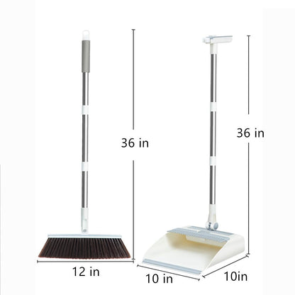 5-in-1 Foldable Cleaning Kit Broom & Dustpan Set with Interchangeable Lint Roller & Wire Brush, Window Squeegee, Ergonomic Handle, Daily Home Cleaning for Small Flats, Salons & Offices