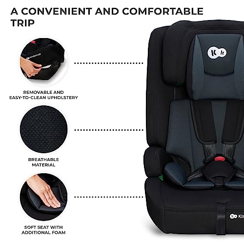 Kinderkraft Safety FIX2 I-Size 76-150 cm Car Seat, 15 Months - 12 Years, Booster Child Seat, Isofix, Top Tether, Adjustable Headrest, Group 1-2-3, 5-Point Safety Harness, Modular Insert, Black