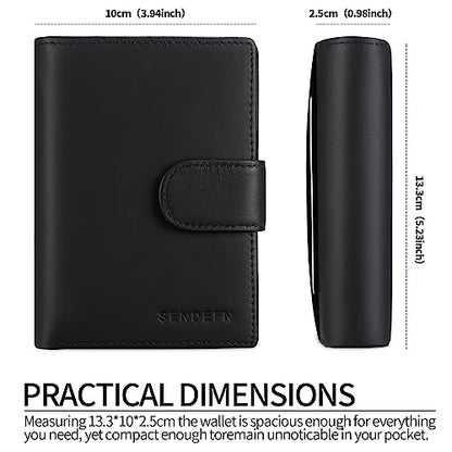 SENDEFN Men's Wallets Multifunctional RFID Blocking Leather Wallet Credit Card Trifold Compact Wallets for Men with ID Window & Coin Pocket