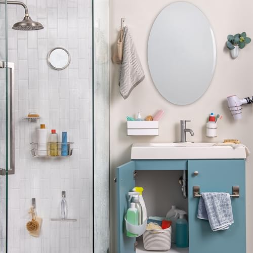 Command Hand Towel Bar, Satin Nickel Finish, Rust-resistant, Holds 1,3Kg - Organise your Bathroom Damage Free