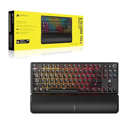 Corsair K70 CORE TKL Wireless RGB Tenkeyless Mechanical Gaming Keyboard – Pre-Lubed MLX Red v2 Linear Switches, SOCD, ABS Double-Shot Keycaps, Sound Dampening, 1000Hz Polling, QWERTY NA – Black