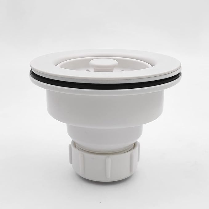 White Polymer Drain Kitchen Sink Drain Assembly