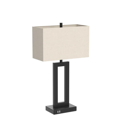 Set of 2 Touch Control Table Lamp with 2 USB Ports, 3-Way Dimmable Modern Nightstand Lamp Sets Bedside Touch Desk Lamp with Fabric Cream Shade For Bedroom Table Living Room Reading, Included Bulbs