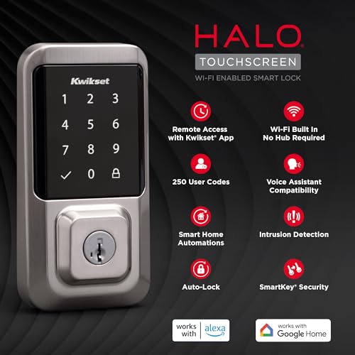 Kwikset Halo Wi-Fi Smart Lock, Keyless Entry Front Door Touchscreen Deadbolt, App Control, Grade AAA Certified, Easy Install No Hub, Venetian Bronze Finish, Digital Remote Lock