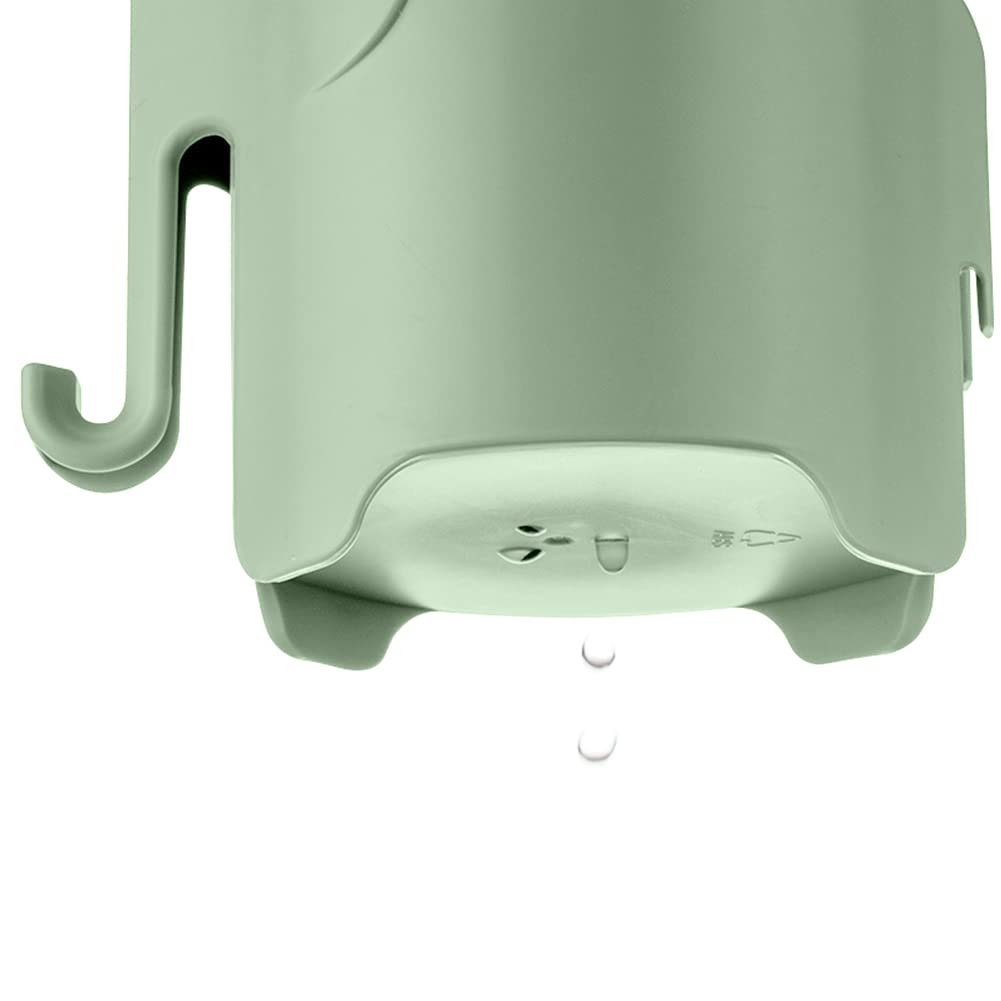 RyanLemon Elephant Toothbrush Holder for Kids,Cute Toddler Toothbrush Holder, Suction Cup Electric Toothbrush and Toothpaste Holder for Toddler with 3 Slots and a Hook for Hanging Bath Ball, Green