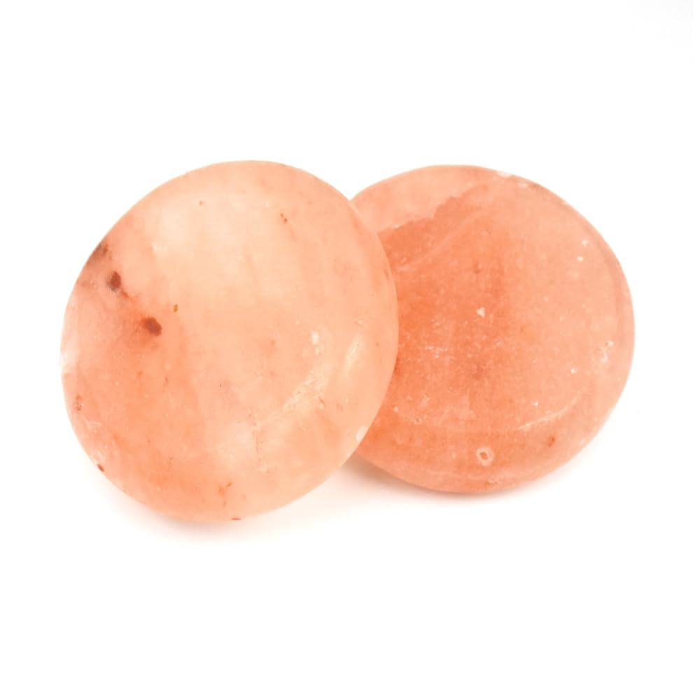 QYLHH 2 Pcs Himalayan Salt Hot Massage Stones Cold Stones Set Warm Rocks Kit for Facial SPA 3.14 * 3.14in