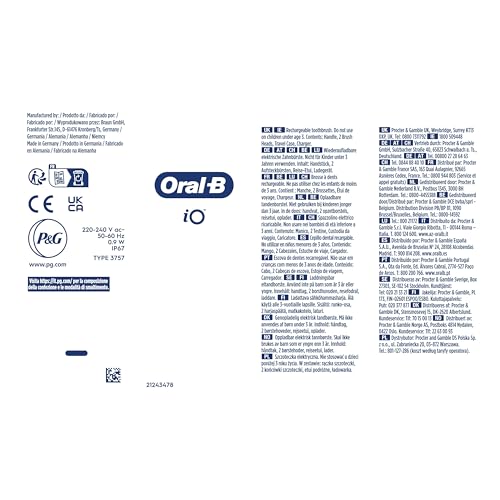 Oral-B iO5 Electric Toothbrushes for Adults, 2 Toothbrush Head & Travel Case, 5 Modes with Teeth Whitening, UK 2 Pin Plug, Black