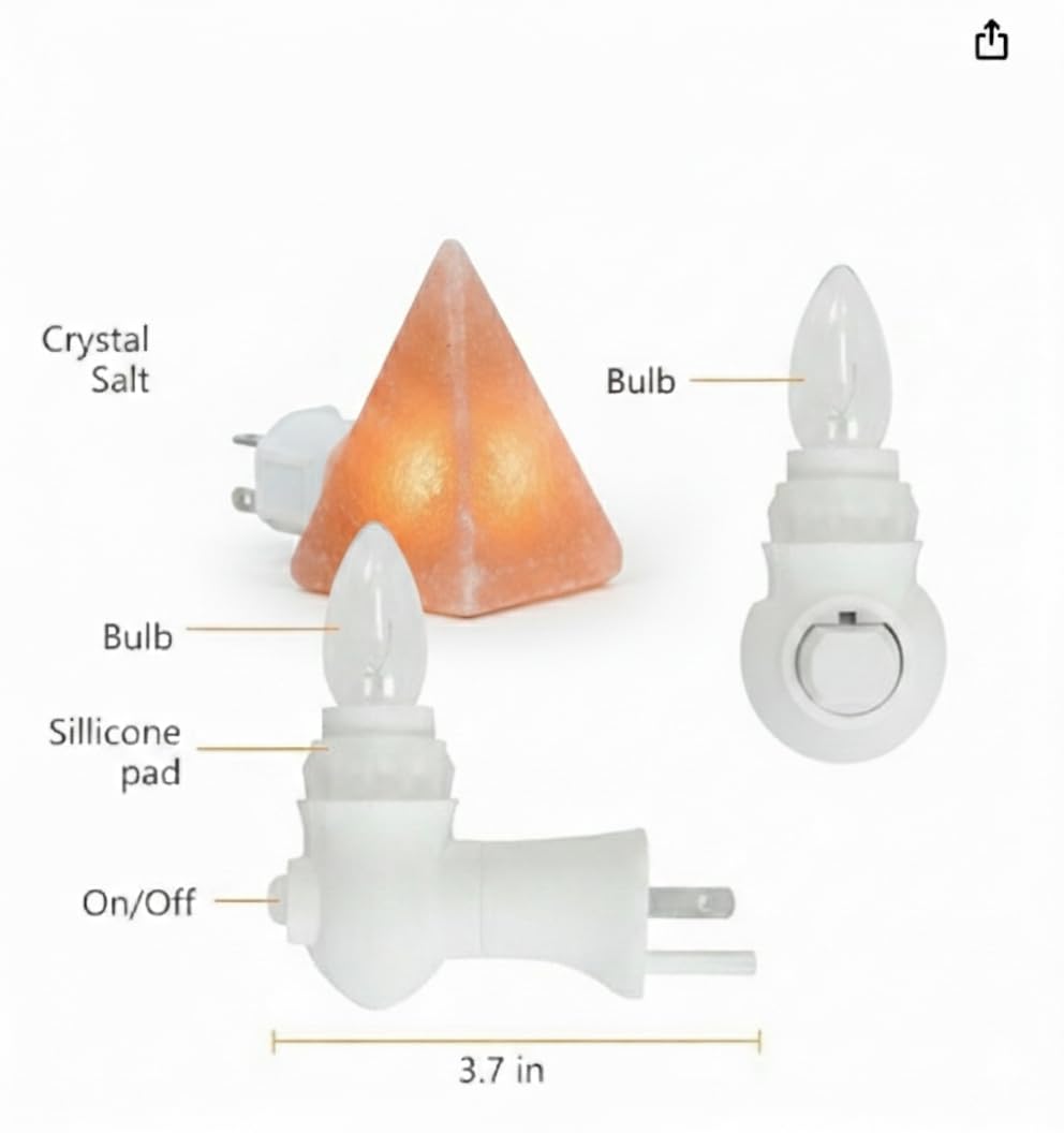 NatureBoost Himalayan Pink Salt Night Lights (Pyramid, 1) Decorative Ambient Night Lights for Bedroom, Bathroom, Nursery & Home Décor