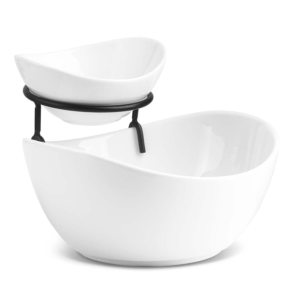 YHOSSEUN Chip and Dip Serving Set, Tiered Serving Bowl Set 2 Tier Serving Stand Ceramic Appetizer Serving Food Display Stand for Watch Parties, Serving Dishes for Entertaining Food Service