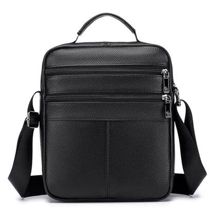 SPAHER Shoulder Bag Men Leather Handbag Business Messenger Backpack Crossbody Casual Tote Sling Travel Bag Document Bag with Top-Handle and Adjustable Strap Large Size