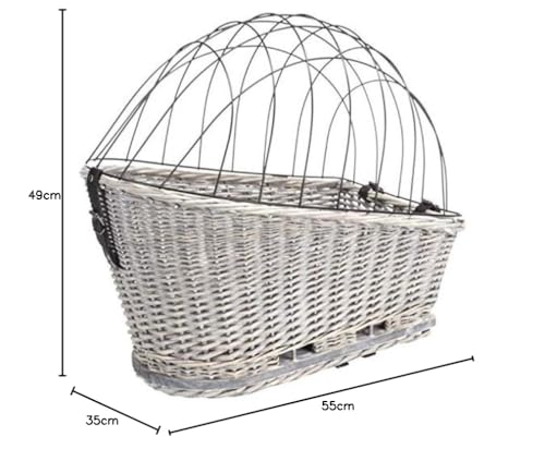 TRIXIE Bicycle Basket With Lattice for Rack, Willow/Metal, 35 x 49 x 55 cm, Grey, 2.259 kg
