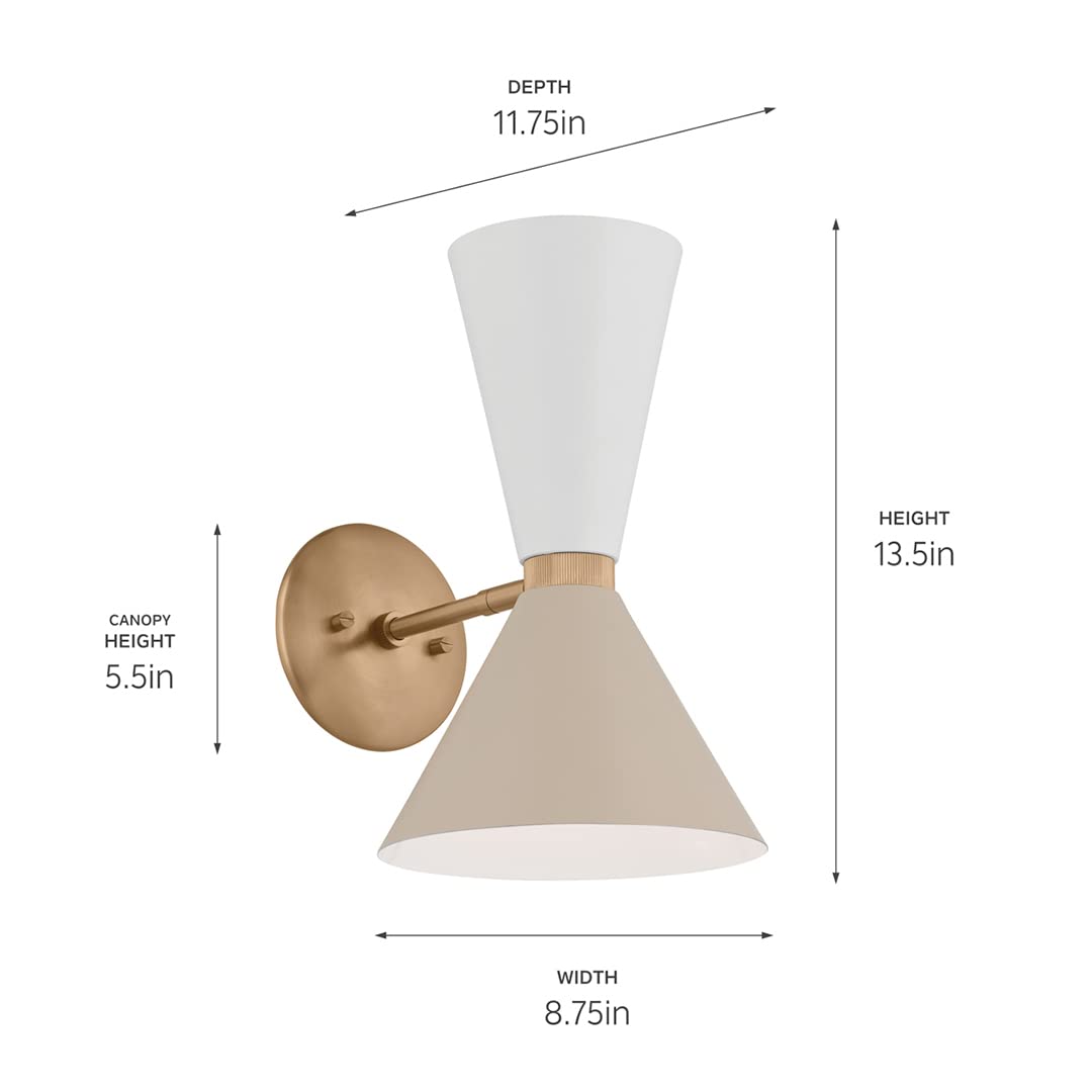 Kichler Phix 13.5 Inch 2 Light Wall Sconce in Champagne Bronze with Greige and White 52570CPZGRG