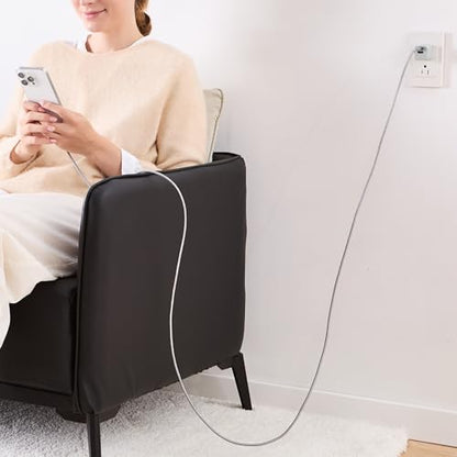 Amazon Basics USB-C to USB-C 2.0 Fast Charger Cable, Nylon Braided Cord, 480Mbps Speed, USB-IF Certified, for Apple iPhone 16/15, iPad, Samsung Galaxy, Tablets, Laptops, 10 Foot, Silver