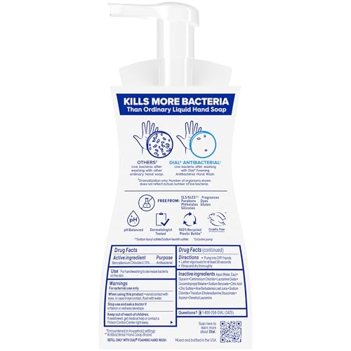 Dial Antibacterial Foaming Hand Soap, Fragrance Free, 7.5 fl oz (Pack of 6)