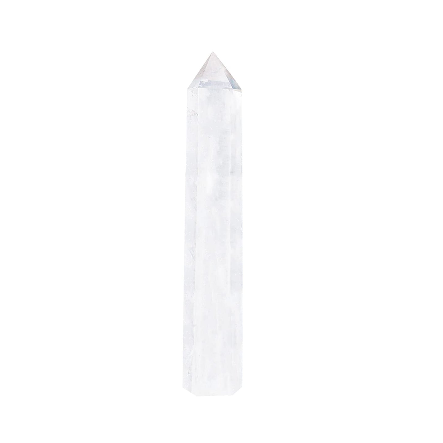 Apengshi Large Clear Quartz Natural Healing Crystal Tower 5.9"-6.3" 6 Faceted Single Point Chakra Crystal Wand Energy Meditation Stone Home Decor Collection Gift