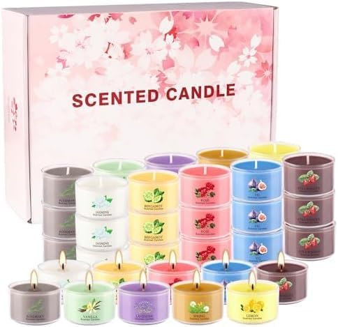 AYIQIW 40 Pack Scented Candle Set, 10 Fragrances, 35g Natural Soy Wax Candles with Smokeless Cotton Wicks, Ideal for Home Decor, Yoga, Meditation, Spa & Gifting.Mother's Day