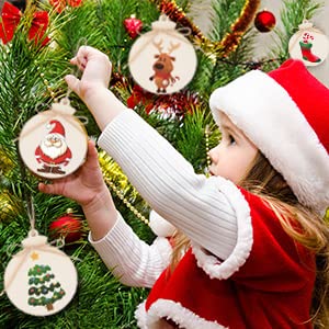 OurWarm 50pcs DIY Christmas Wooden Ornaments Unfinished, 4" Large Natural Wood Slices Predrilled with Hole Wooden Circles for Crafts Christmas Ornaments Decorations