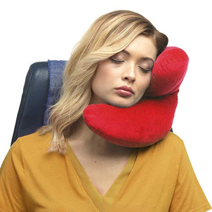 JPillow Travel Pillow for Airplanes – A Little Bulky, Expensive, and Takes a Couple of Minutes to Master, but Supports Your Head and Neck in Genuine Luxury – British Invention of The Year (Blue/Gray)