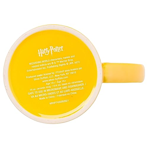 Silver Buffalo Harry Potter Hufflepuff House Crest Ceramic Mug, 14 Ounces