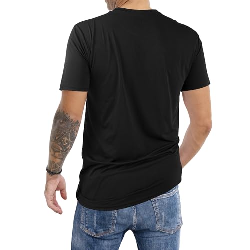 Mens T-Shirts Crew Neck Basic Tees，Soft Fit Short Sleeve Stretch T-Shirts Basic Lightweight Gym Tops for Athletic Black