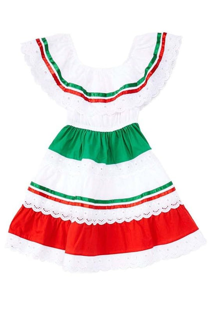 unik Girl's Traditional Mexican Cinco De Mayo Fiesta Dress Red Size 12