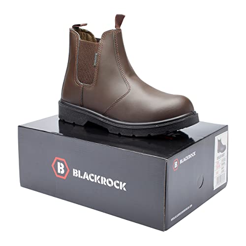 Blackrock Dealer Work Safety Boots, Steel Toe Cap, Chelsea Boots, Mens Womens Ladies, Safety Shoes, Gardening, Brown, Horse Riding, Yard, Slip On Shoes, Lightweight - Size 9