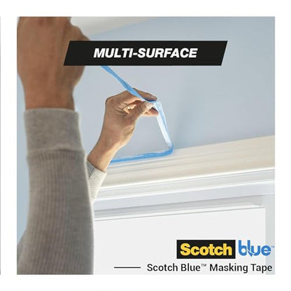 ScotchBlue Multi-Surface Premium Masking Tape, 36 mm x 41 m, 4 Rolls/Case - Scotch Adhesive Blue Painters Tape, For Painting and Decorating, Indoor & Outdoor, Sticks Well, 70% PEFC
