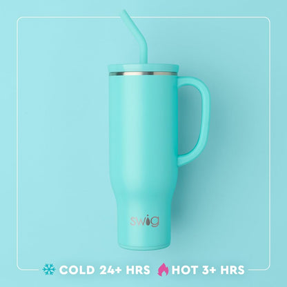 Swig Life 30oz Mega Mug, 30oz Tumbler with Handle and Straw, Large Insulated Tumblers, Cup Holder Friendly Travel Mug, Stainless Steel 30 oz Tumbler, Reusable Insulated Water Bottle (Christmas Bows)