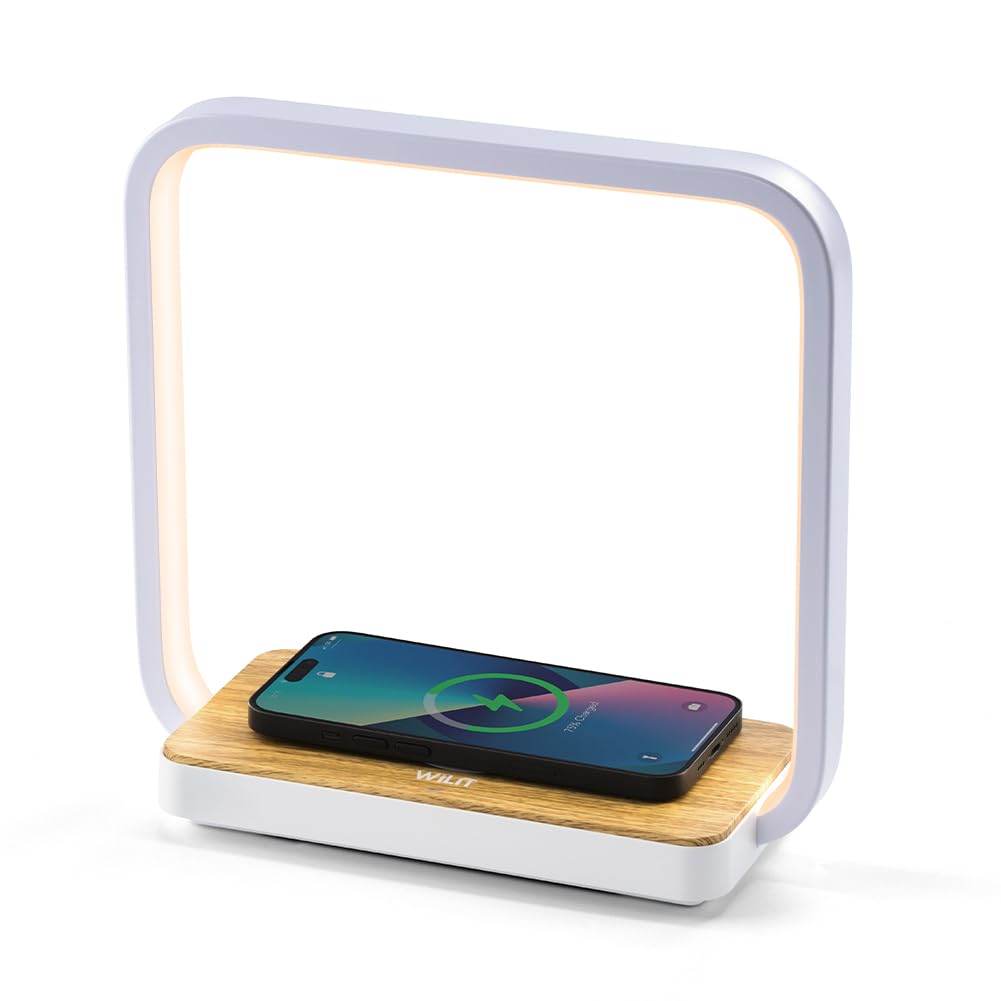 WILIT Bedside Lamp with Qi Wireless Charger, A13 Table lamp 3 Step Dimmable Touch Control Desk Lamp for for Living Room, Bedroom, Kids Room.