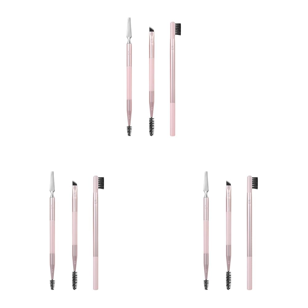 Real Techniques Eye Shade & Blend Makeup Brush Trio, For Eyeshadow & Liner, Makeup Tools for Shaping & Grooming Brows, Defined Makeup Look, Synthetic Bristles, Vegan & Cruelty-Free, 3 Count