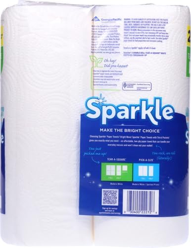Sparkle Tear-A-Square Paper Towels, 2 Double Rolls = 4 Regular Rolls,