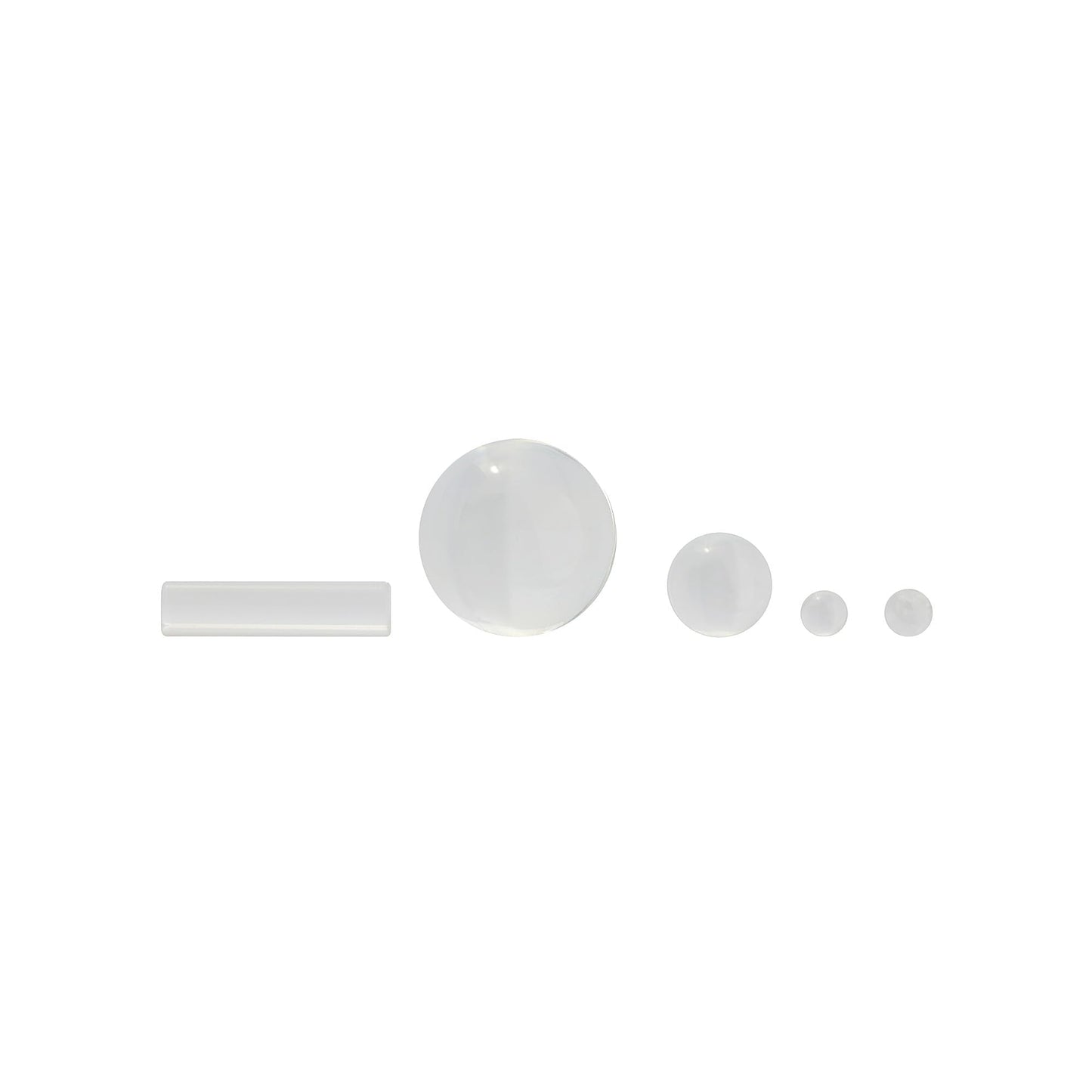 Terporium Quartz Sphere Marble and Pillar Set (Pack of 5) | Single 22mm, Single 12mm, Two 6mm OD Marbles, and a 25mm x 5mm Pillar | 100% Quartz