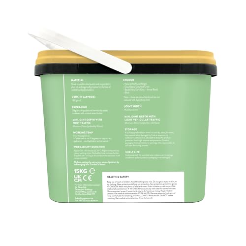 GLEAN Patio Grout | NATURAL | 15kg - 20m² Coverage | Jointing Compound | Brush In Patio Grout For Paving Patios & Block Paving | Self Setting All Weather Application | Ready Mixed