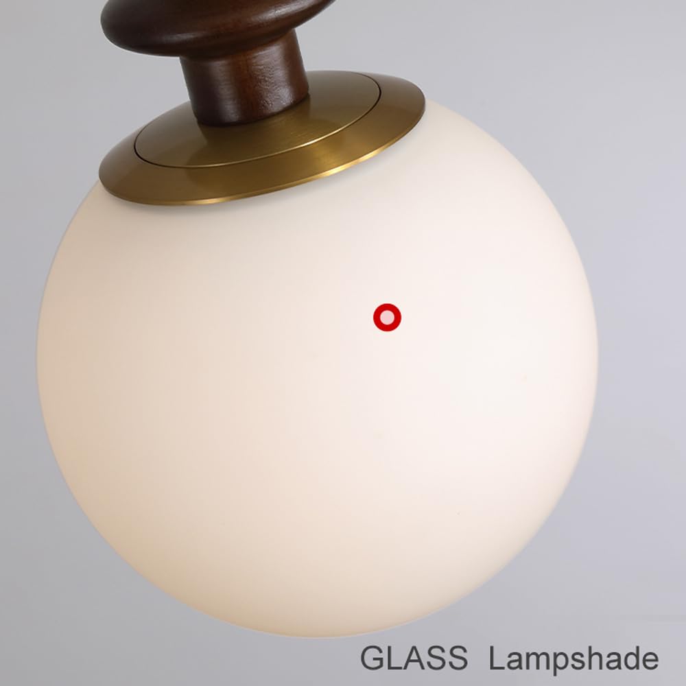 RXPVUXE Vintage Wood Wall Sconce Globe Glass Wall Lamp with Pull Chain Switch, Farmhouse Bedside Aisle Deco Lighting Fixture Retro Modern Wooden Wall Light for Living Room Hallway Stairs, E27