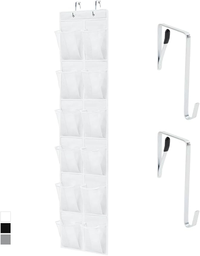 GORILLA GRIP Over the Door Shoe Organizer, 12 Large Breathable Mesh Pockets