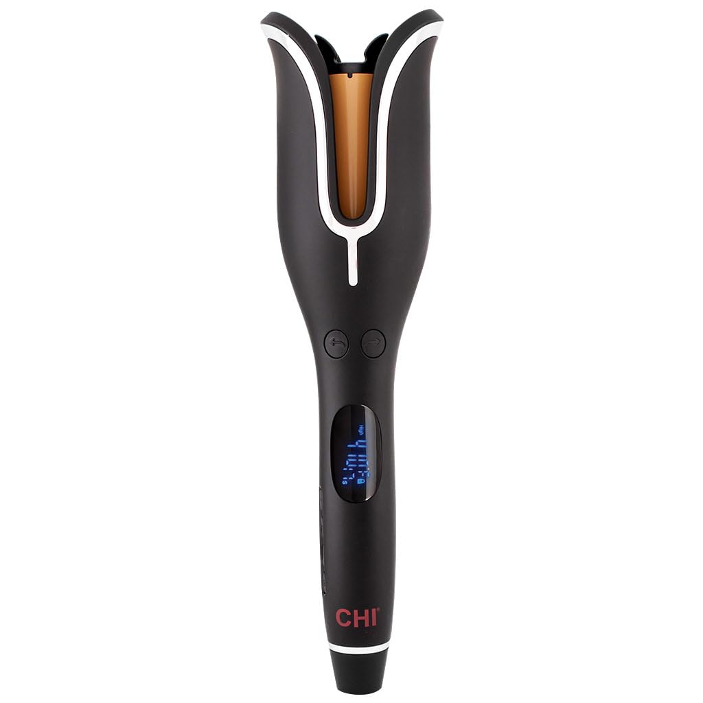 CHI Spin N Curl, Curling Iron For Healthy & Shiny Effortless Curls & Waves, Provides Preset Temperature Settings For Each Hair Texture, Rose Gold