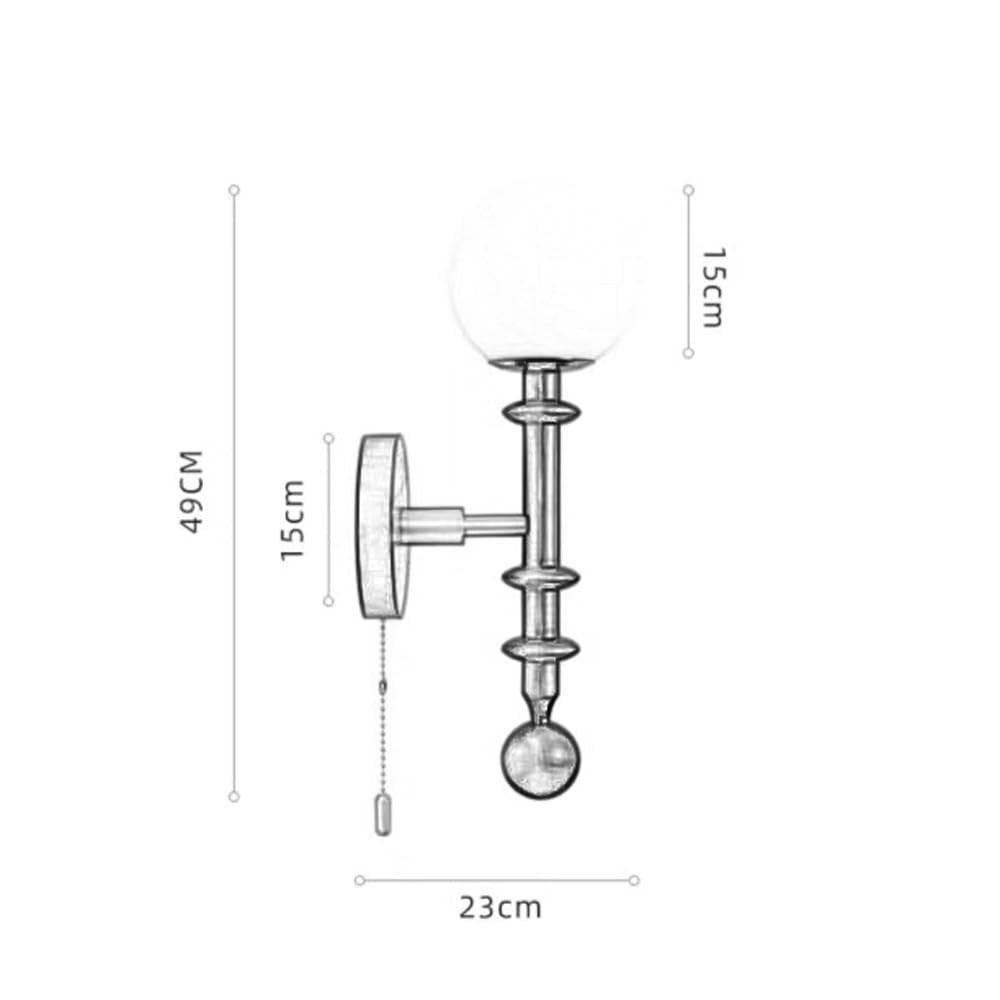 RXPVUXE Vintage Wood Wall Sconce Globe Glass Wall Lamp with Pull Chain Switch, Farmhouse Bedside Aisle Deco Lighting Fixture Retro Modern Wooden Wall Light for Living Room Hallway Stairs, E27