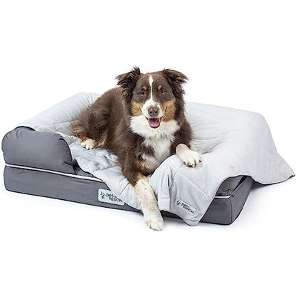 PetFusion Premium Cat and Dog Cooling Blanket - Lightweight, Machine Washable, Modern Design for Summer - Grey - XL (46 x 60 cm)