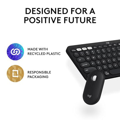 Logitech Pebble Keys 2 K380s, Multi-Device Bluetooth Wireless Keyboard with Customizable Shortcuts, Slim and Portable, Easy-Switch for Windows, macOS, iPadOS, Android, Chrome OS - Tonal Graphite