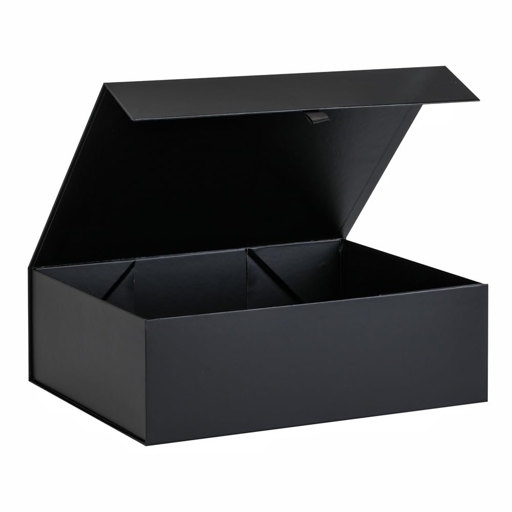 PLINJOY Extra Large Black Gift Box 16.5x14x5.5 Inches,Gift Boxs for Presents with Lid Magnetic Closure Collapsible,Groomsman Proposal Box,Birthday, Christmas,for Clothes and Large Gifts