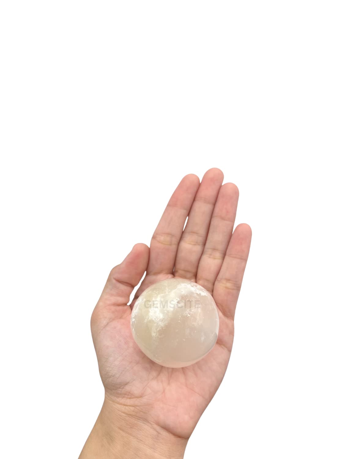 Wholesale Gem Shop Natural Selenite 40-45 mm Ball Sphere Gemstone A+ Hand Carved Crystal Altar Healing Devotional Focus Spiritual Chakra Cleansing Metaphysical Gift for Men Women with Stand