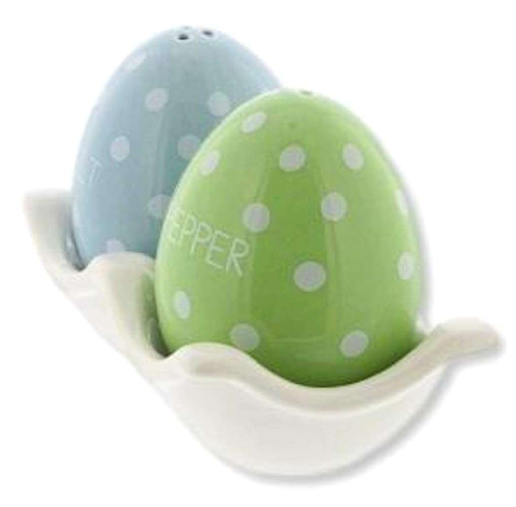 The Bridge Collection Polka Dotted Easter Egg Salt and Pepper Shaker Set