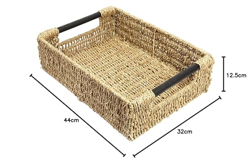 Woodluv Storage Baskets, Storage baskets for Shelves, Storage Box Organiser, Baskets to make hampers With Wood Handles -Extra Large