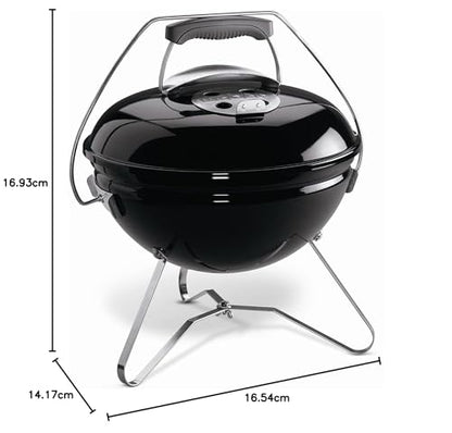 Weber Smokey Joe Premium Charcoal Barbecue/Portable Design, Porcelain-Enamelled Lid & Bowl, 37 cm Cooking Surface, Tuck-N-Carry Handle, Black