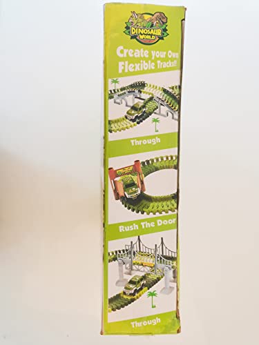Dinosaur Toys for 3-7+ Year Old Boys Girls, Flexible Tracks Race Car Set, World Road Race Birthday Gift for Kids Aged 3-5