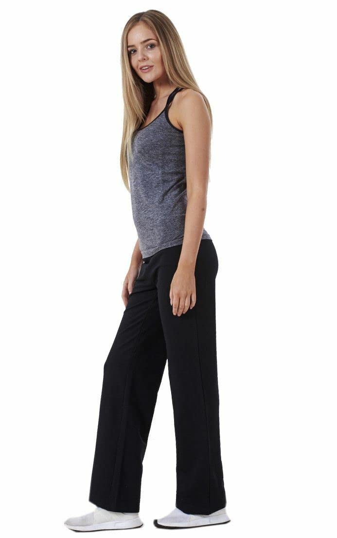 UC Ex Marks & Spencer Ladies Cotton Rich Straight Leg Yoga Joggers Womens Sport Jogging Bottoms Gym Clothes Tracksuit Casual Fitness Outdoor Plus Size Running Pants (Black, 18 (30" Regular))