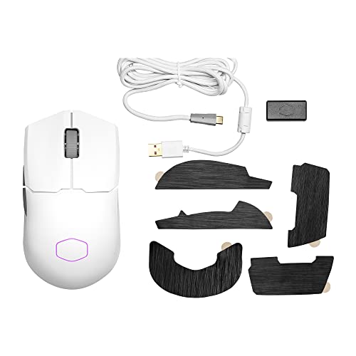 Cooler Master MM712 Wireless Gaming Mouse Black with Adjustable 19,000 DPI, 2.4GHz and Bluetooth , Ultraweave Cable, PTFE Feet, RGB Lighting and MasterPlus+ Software